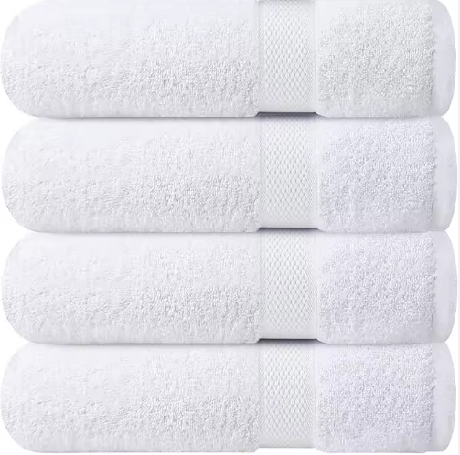 Lot de 4 serviettes de bain blanches